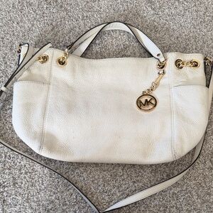 Michael Kors Cream Shoulder Bag with Gold Accents